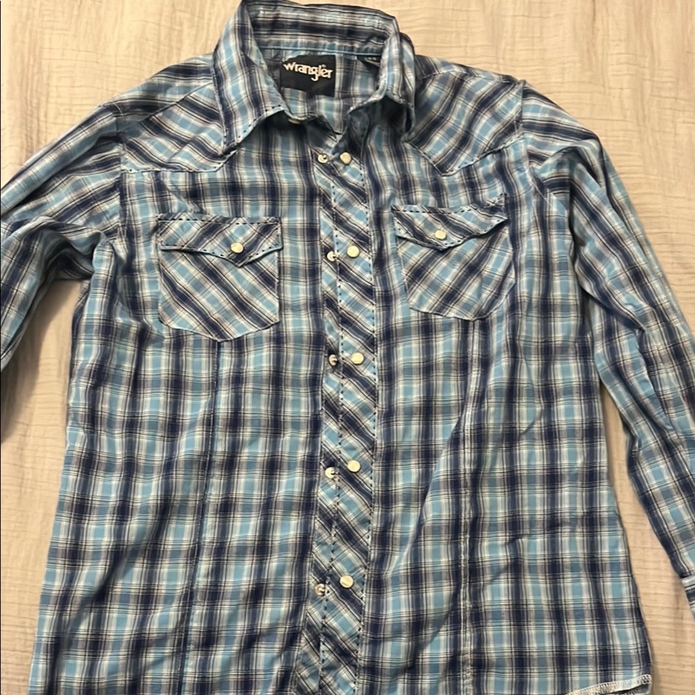 Wrangler Men's Casual Blue Checkered Shirt